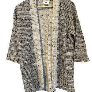 Old Navy Black,Grey and White Woven Cardigan Size Small
